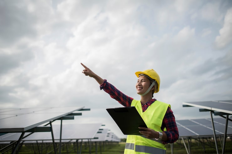 engineer-electric-woman-checking-maintenance-solar-cells_1150-4266